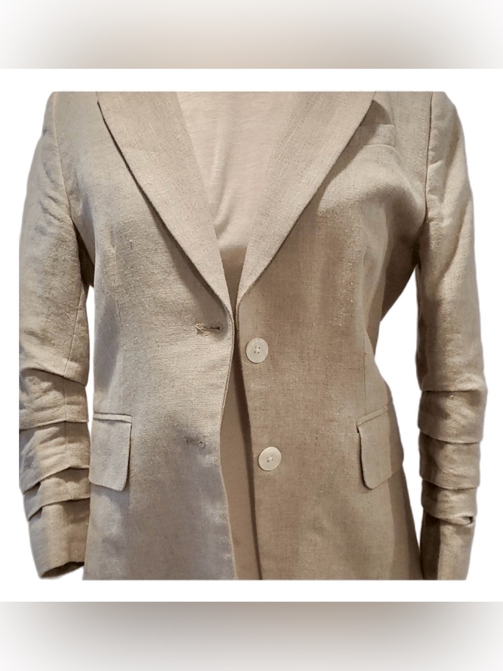 MICHAEL KORS Tailored Khaki 100% Linen Blazer